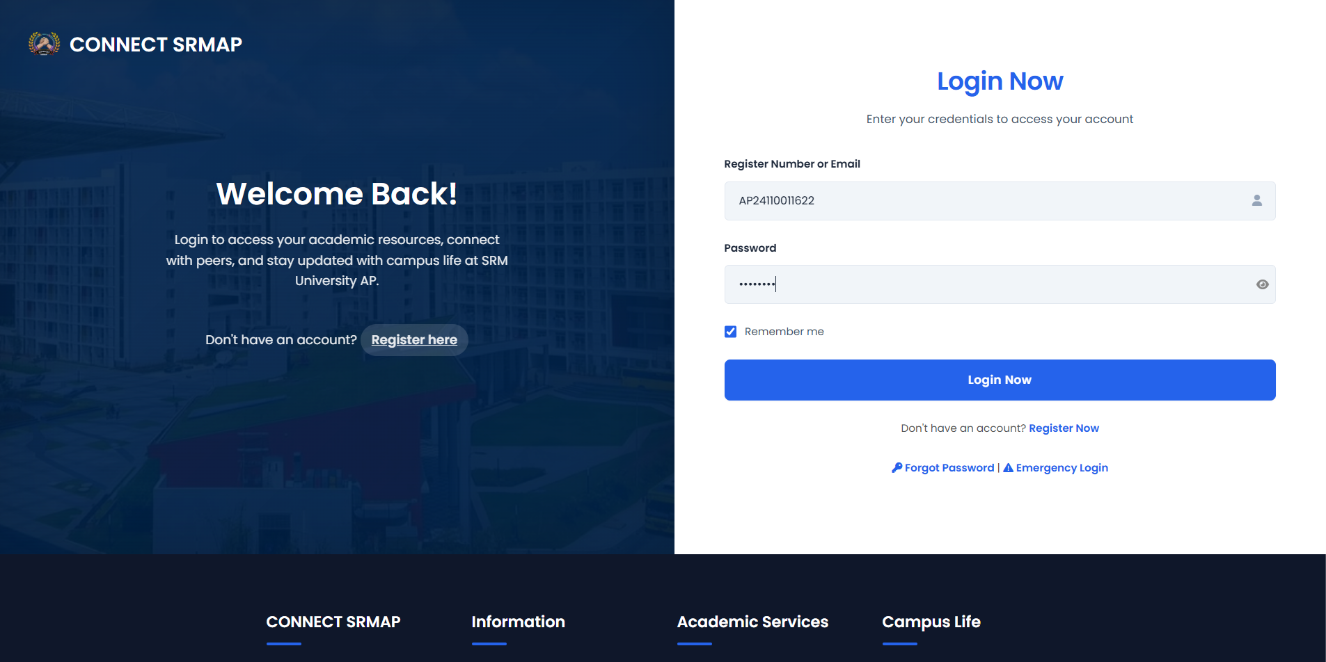 NEW LOGIN INTERFACE FOR CONNECT SRMAP