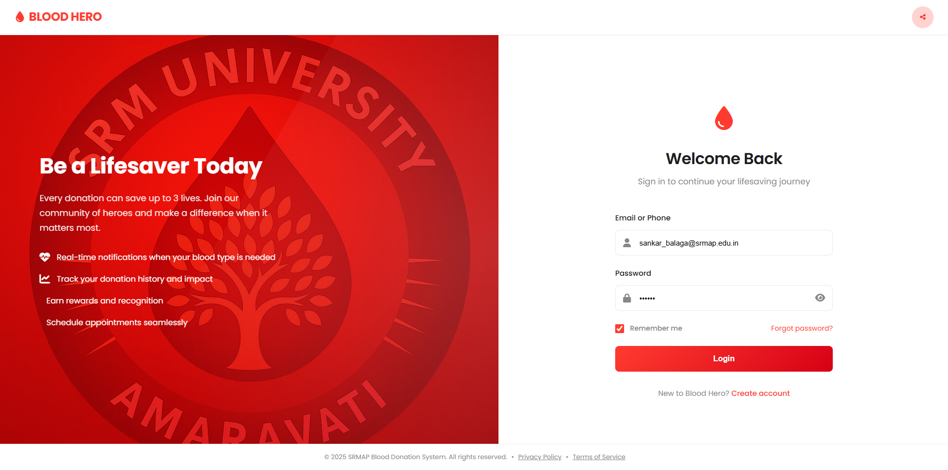 🩸🎓 SRM-AP Blood Donation Portal – Created by One of Us, For All of Us 🎓🩸